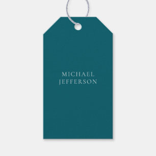 Chic Plain Dark Teal Colour Personalised Custom Gift Tags