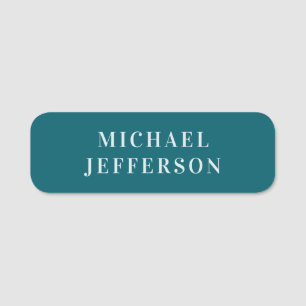 Chic Plain Dark Teal Colour Personalised Custom Name Tag
