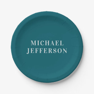 Chic Plain Dark Teal Colour Personalised Custom Paper Plate