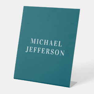 Chic Plain Dark Teal Colour Personalised Custom Pedestal Sign