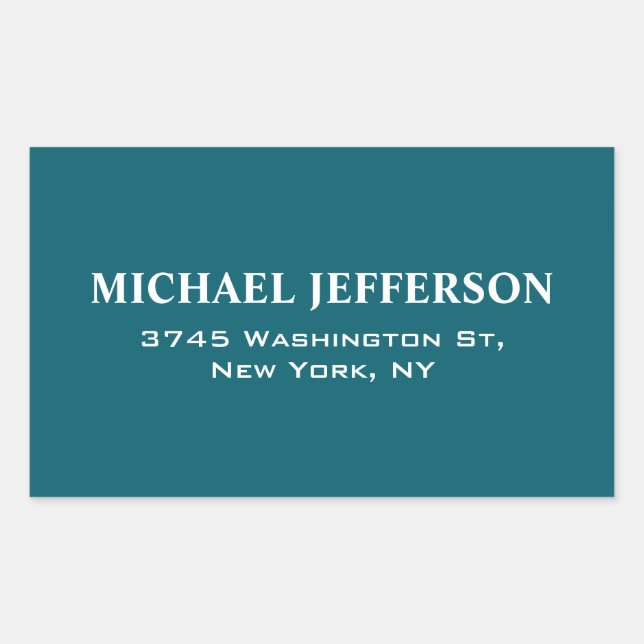 Chic Plain Dark Teal Colour Personalised Custom Rectangular Sticker (Front)