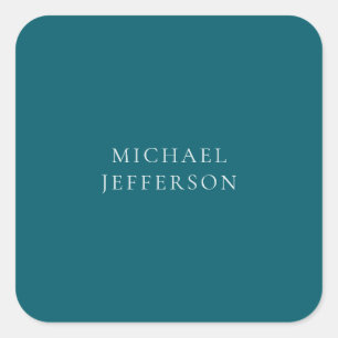 Chic Plain Dark Teal Colour Personalised Custom Square Sticker