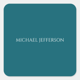 Chic Plain Dark Teal Colour Personalised Custom Square Sticker
