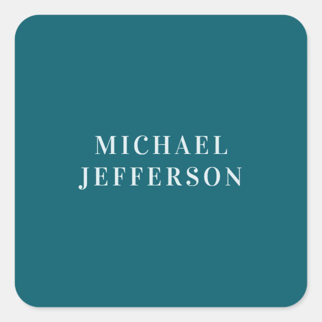 Chic Plain Dark Teal Colour Personalised Custom Square Sticker (Front)