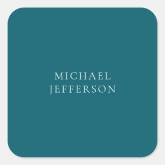 Chic Plain Dark Teal Colour Personalised Custom Square Sticker