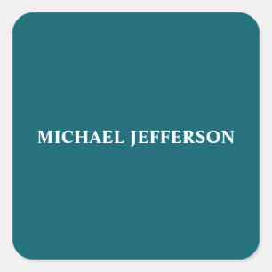 Chic Plain Dark Teal Colour Personalised Custom Square Sticker