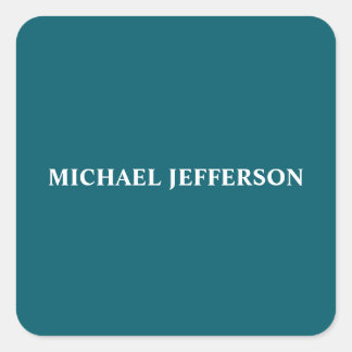 Chic Plain Dark Teal Colour Personalised Custom Square Sticker