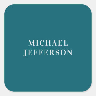 Chic Plain Dark Teal Colour Personalised Custom Square Sticker