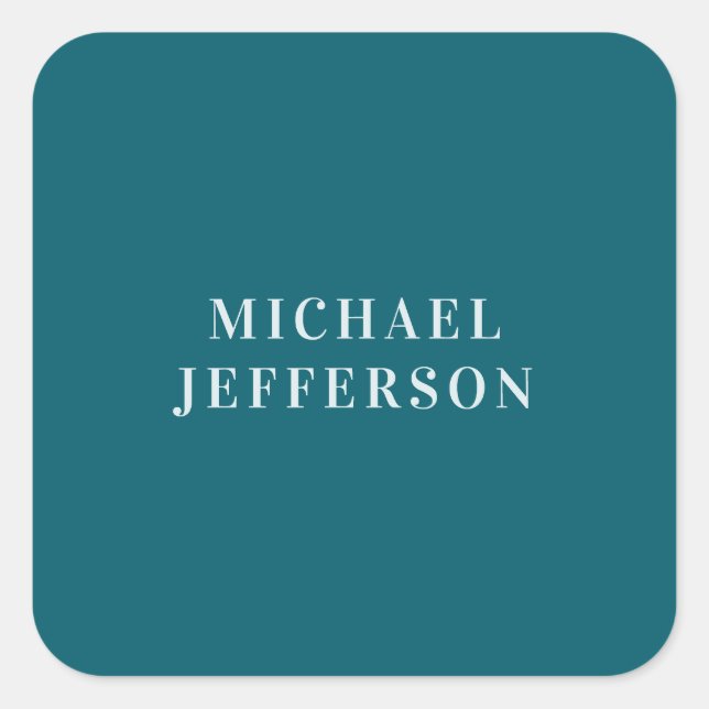 Chic Plain Dark Teal Colour Personalised Custom Square Sticker (Front)