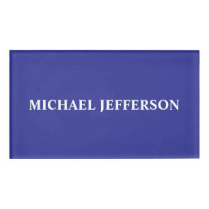 Chic Plain Deep Blue Personalised Custom Name Tag