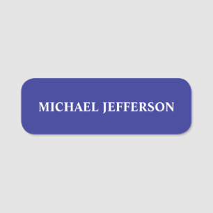 Chic Plain Deep Blue Personalised Custom Name Tag