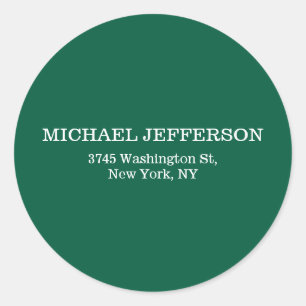 Chic Plain Hunter Green Colour Personalised Custom Classic Round Sticker