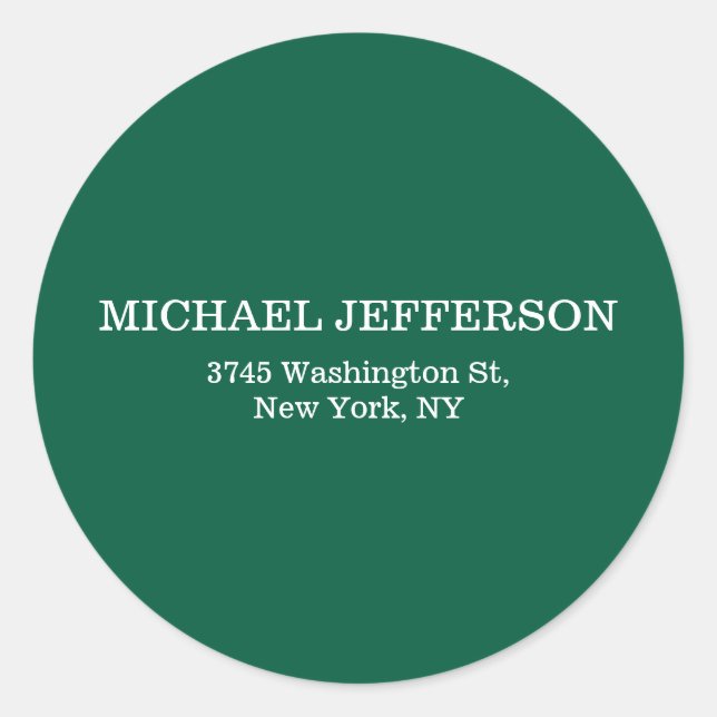 Chic Plain Hunter Green Colour Personalised Custom Classic Round Sticker (Front)
