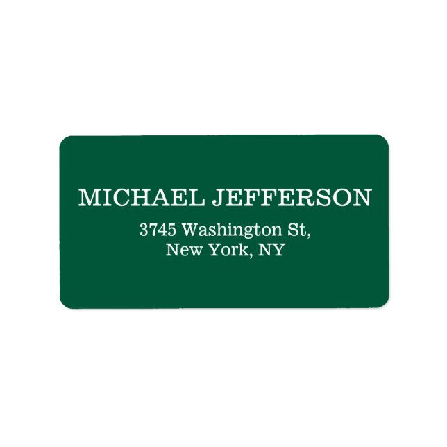 Chic Plain Hunter Green Colour Personalised Custom Label (Front)