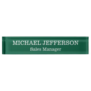 Chic Plain Hunter Green Colour Personalised Custom Nameplate