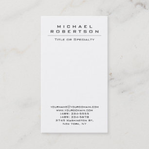 Chic Plain Vertical White Unique Business Card