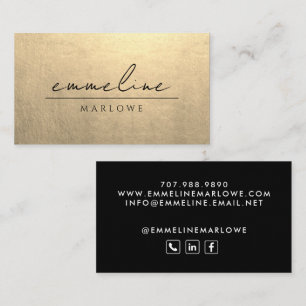 Chic Platinum Gold Modern Minimalist Black  Business Card