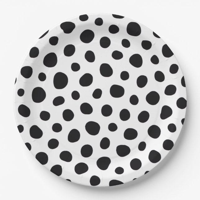 Chic Playful Energy Dalmatian Spot Pattern Paper Plate (Front)