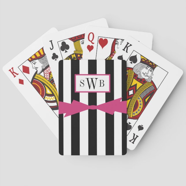CHIC PLAYING CARDS_BLACK/WHITE STRIPES/PINK CARDS (Back)