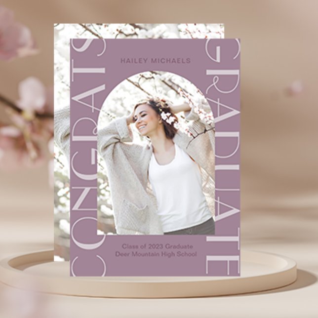 Chic Plum Two Photo Graduation Invitation (Creator Uploaded)