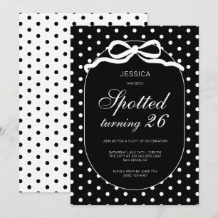 Chic Polka Dot Bow Spotted 26th Birthday Party Invitation
