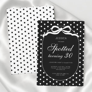 Chic Polka Dot Bow Spotted 30th Birthday Party Invitation