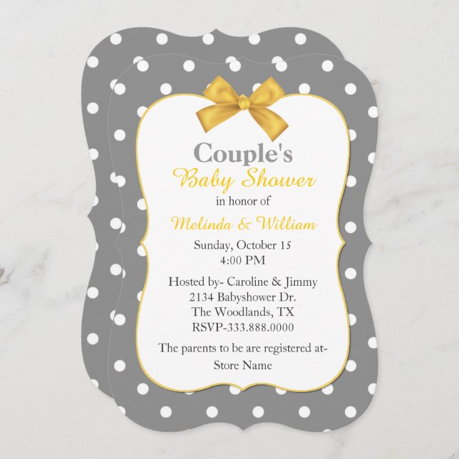 Chic Polka Dot Couple's Baby Shower Invitation (Front/Back)