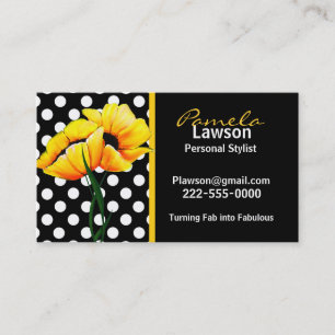 Chic Polka Dot & Poppy Business Card