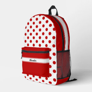 Chic Polka Dot Red White Background Printed Backpack