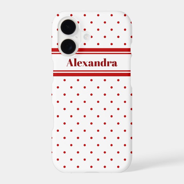 Chic Polka Dot Red White Pattern (Back)
