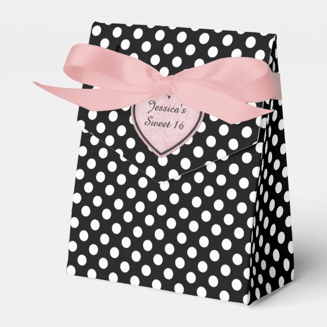 Chic Polka Dot Sweet 16 Favour Gift Box (Front Side)