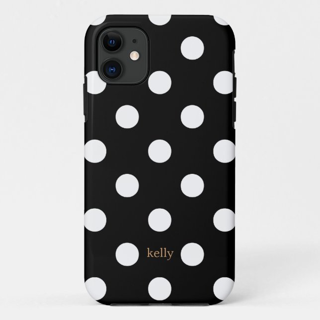 Chic Polka Dots iPhone Cases (Black) (Back)