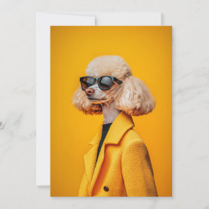 Chic Poodle in Sunglasses and Yellow Coat Invitation