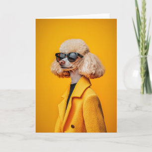 Chic Poodle in Sunglasses and Yellow Coat Invitation