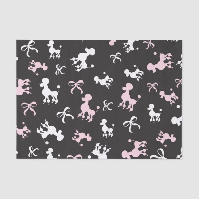 Chic Poodles Pink and Black Tissue Paper (Front)