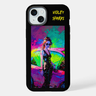 Chic Pop Art Anime Female with Car iPhone case