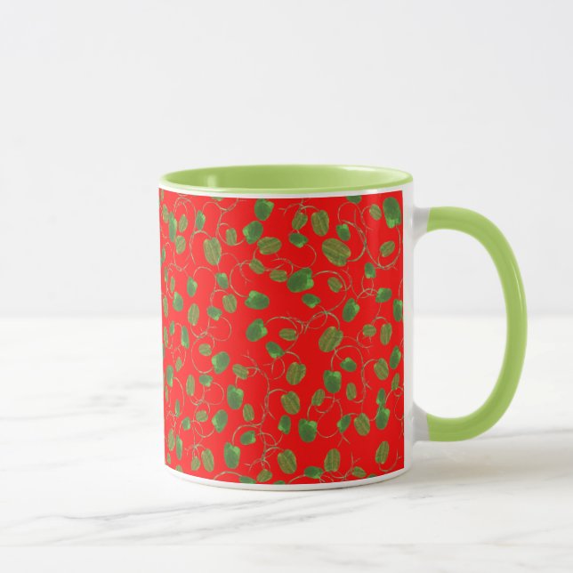 Chic Poppy Buds on Red Ringer Coffee Mug (Right)