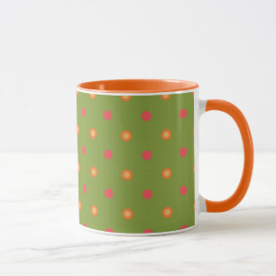 Chic Poppy Colours Polka Dots Ringer Coffee Mug