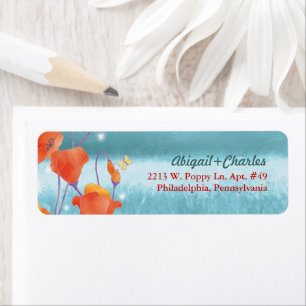 Chic Poppy Floral Wedding Return Address