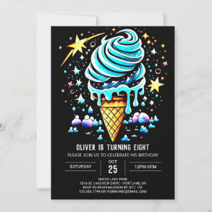 Chic Popsicle Editable Boy Ice Cream Birthday Invitation