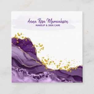 *~* Chic Popular Gold Glitter Purple Geode Agate Square Business Card