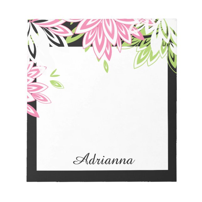 CHIC POST-IT-NOTE_PINK/GREEN/WHITE FLORAL NOTEPAD (Front)