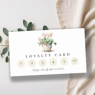 Chic Potted Floral House Plants 6 Punch Loyalty  Business Card