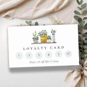 Chic Potted House Plants Botanical Loyalty Card