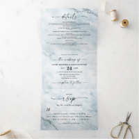 Chic Powder Blue Marble with Silver Foil Wedding