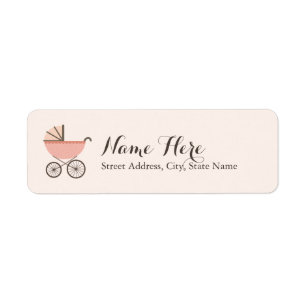 Chic Pram Girl Baby Shower Address Labels