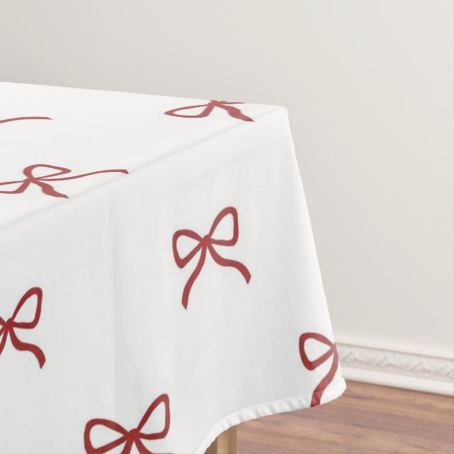 Chic Preppy Red Bow Pattern Spring Summer Elegant Tablecloth (In Situ)