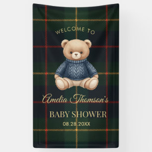 Chic Preppy Teddy Bear Baby Shower Banner