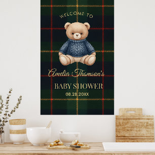 Chic Preppy Teddy Bear Baby Shower  Poster