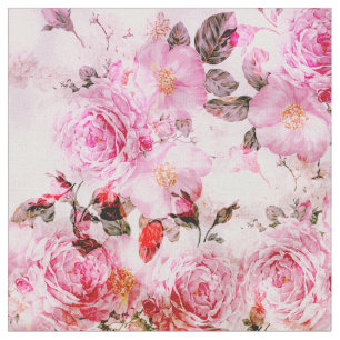 Chic Pretty Blush Pink Watercolor Roses Floral Fabric